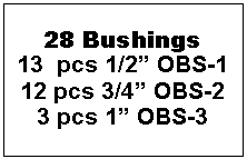 Text Box: 28 Bushings13  pcs 1/2� OBS-112 pcs 3/4� OBS-23 pcs 1� OBS-3