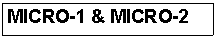 Text Box: MICRO-1 & MICRO-2
